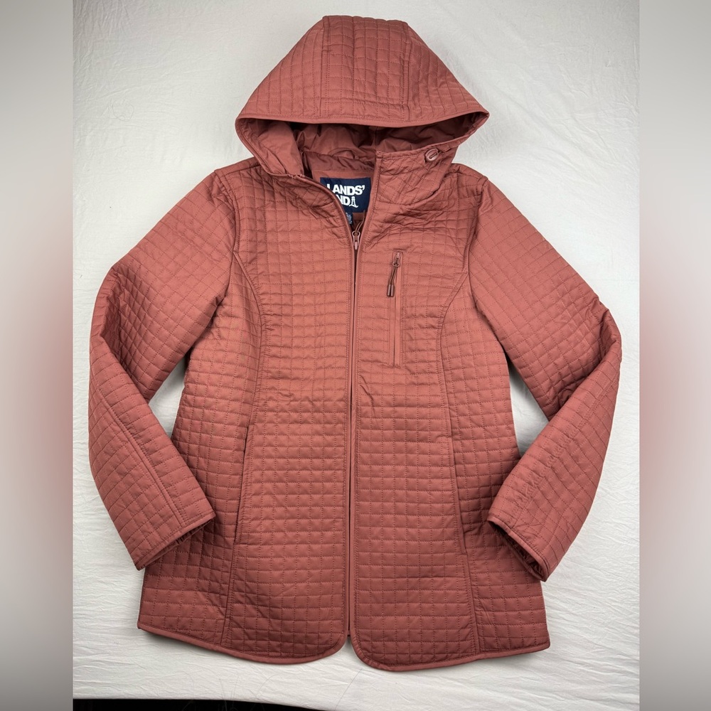 Lands' End Women's Quilted Puffer Jacket - Brick‎ Red